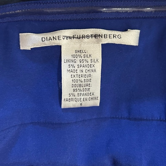 DIANE VON FURSTENBERG Blue & Black Sheer Lace Silk Sleeveless Dress Size 6 - Picture 6 of 9